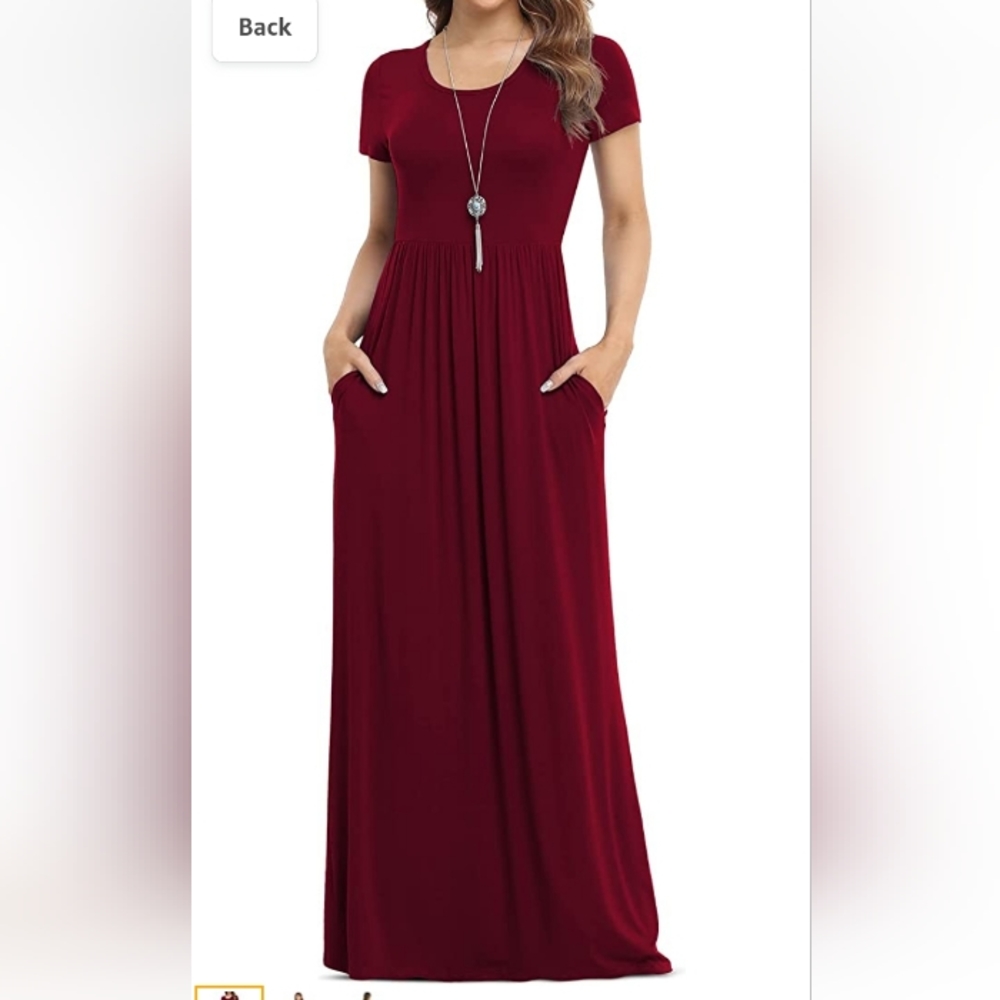 VIISHOW Women's Short Sleeve Empire Waist Maxi Dresses Long Dresses with Pockets